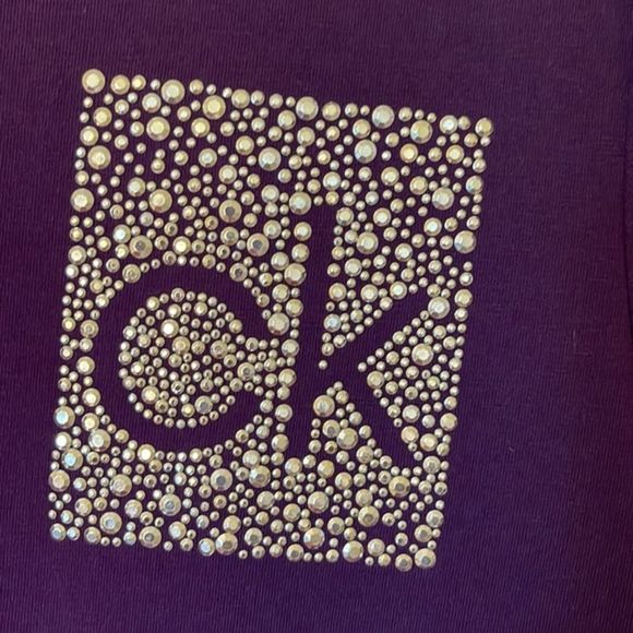 Calvin Klein Purple T-Shirt Dress with Embellished Studded Signature Large - Picture 5 of 5